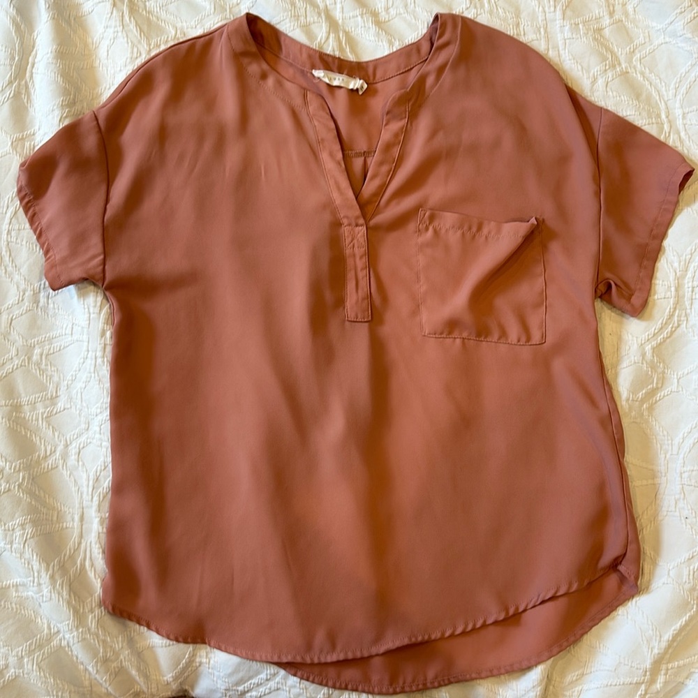Dusty rose blouse with pocket XS - Picture 2 of 4